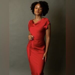 Joyfolie Ruby Red Midi Dress